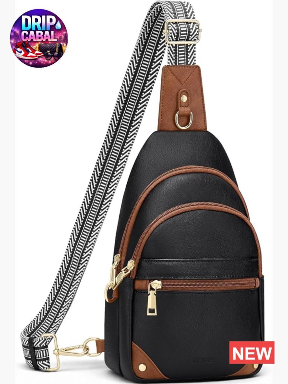 Anti Theft RFID Crossbody Sling Bag with Lock Ring, Faux Leather
